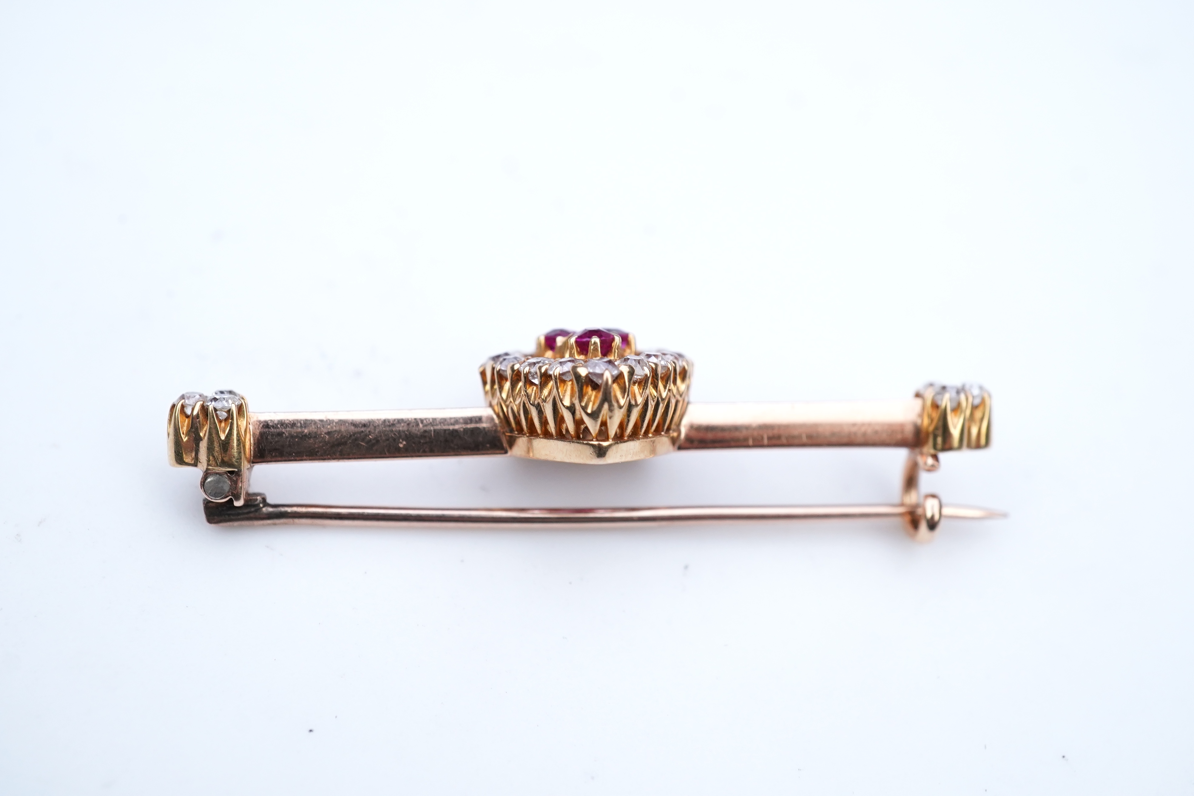 An Edwardian ruby and diamond brooch